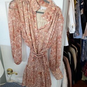 Karlie Paisley Print Wrap Dress in Peach and Cream